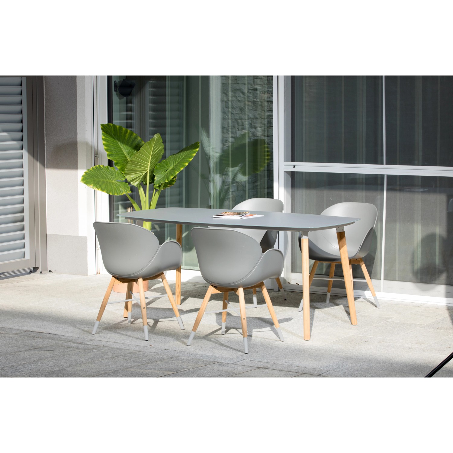 Gartenfreude Aluminium-Lounge Ambience Zwei- u. Dreisitzer Sessel Tisch Weiß-Gr.